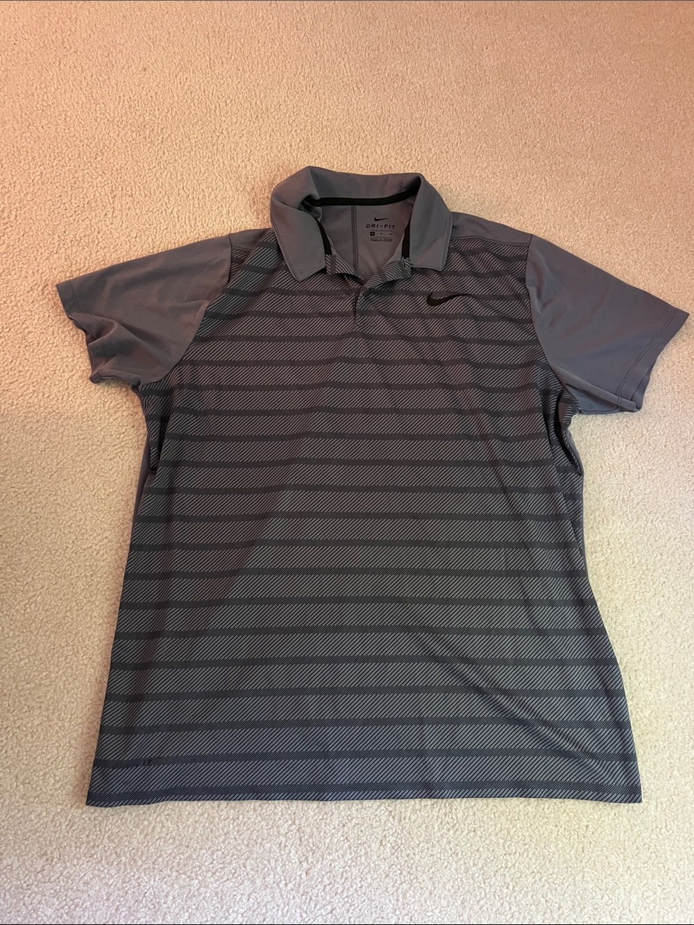 Nike Men’s Gray Striped Dri-FIT Polo